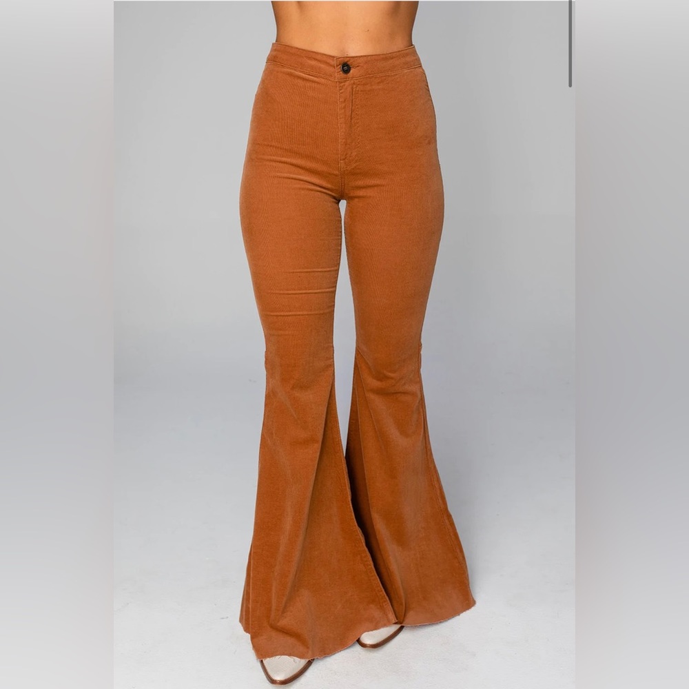 Buddy Love Tan/ Tobacco Moonshine Corduroy Flared Jeans • size 28 - Picture 2 of 6